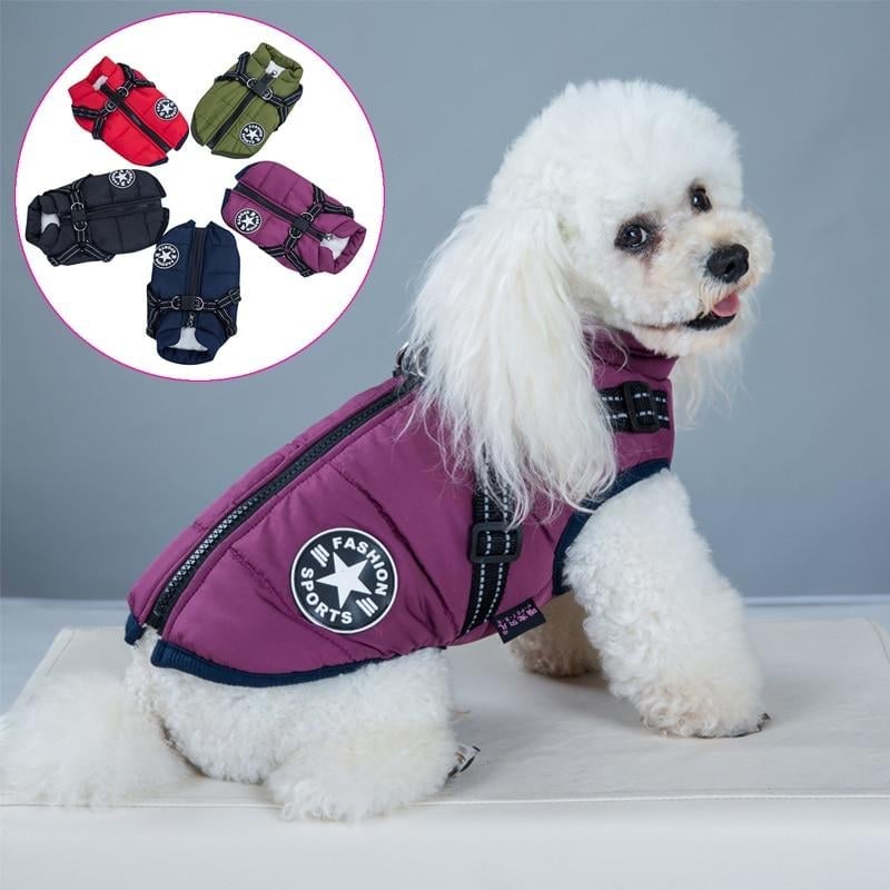 🎅Waterproof Winter Dog Jacket with Built-in Harness