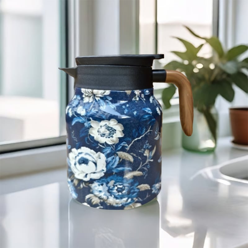 Vintage Floral Pattern Tea Thermos – Built-In Infuser