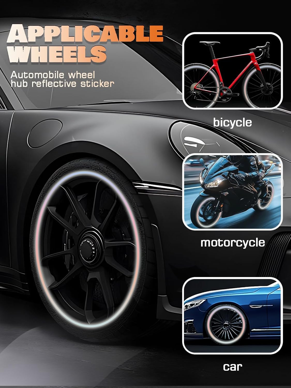 20PCS Car Wheel Reflective Decorative Strip