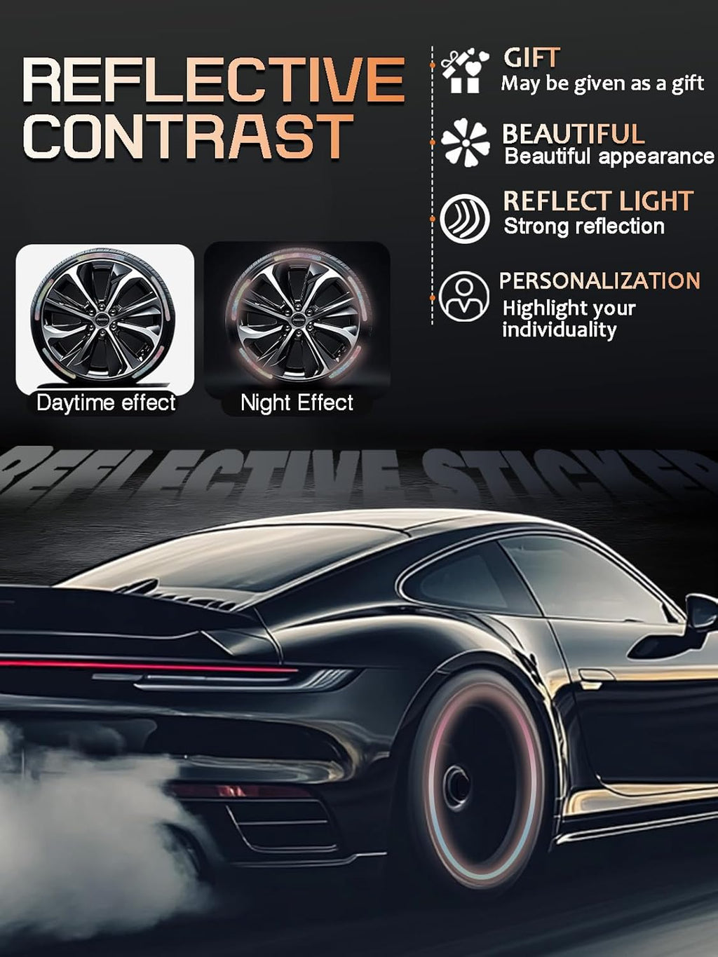 20PCS Car Wheel Reflective Decorative Strip