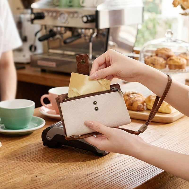 Handmade Leather RFID Blocking Wallet with Lanyard