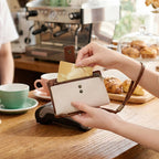 Handmade Leather RFID Blocking Wallet with Lanyard