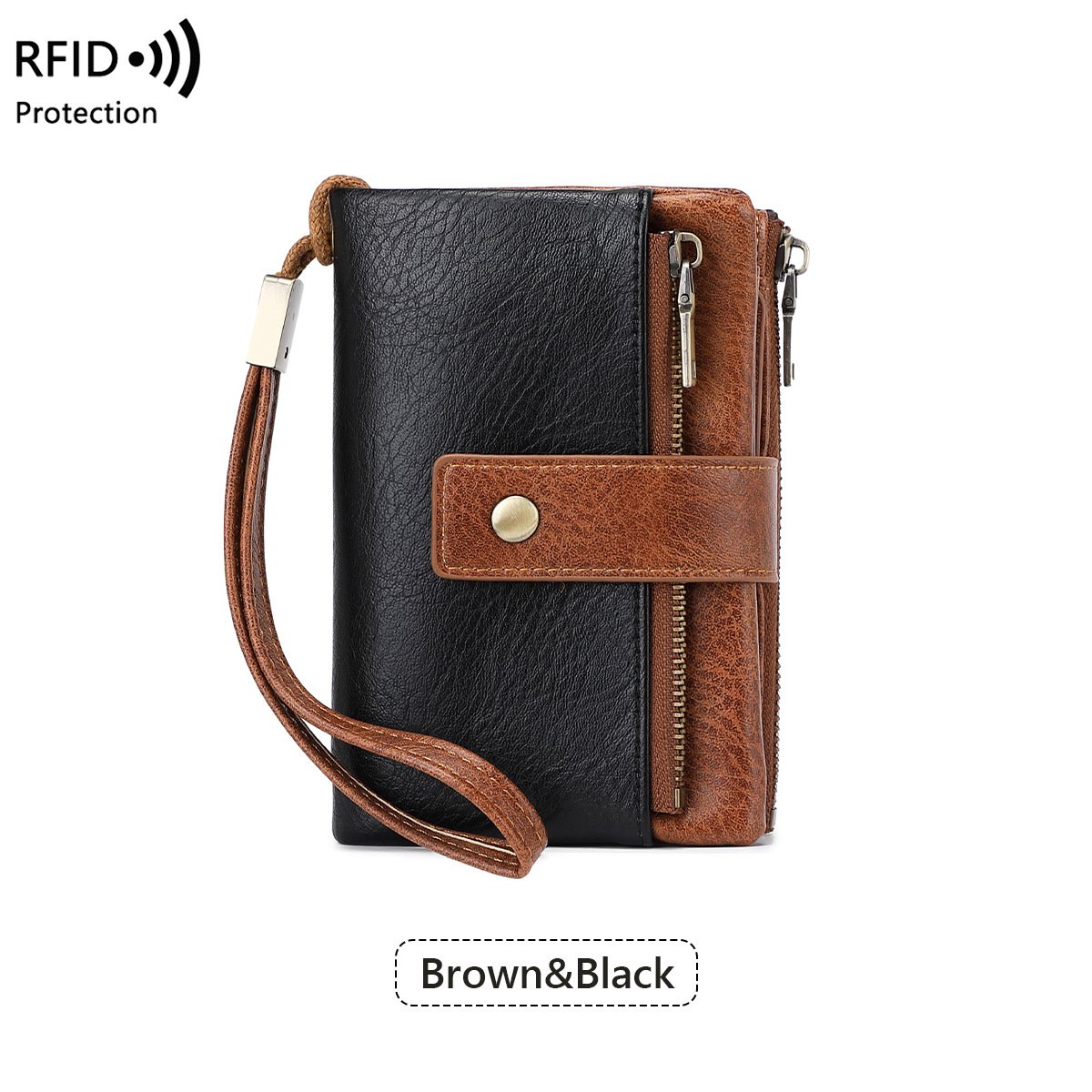 Handmade Leather RFID Blocking Wallet with Lanyard